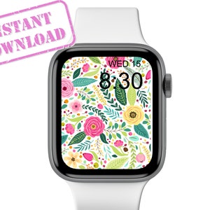 Carta da parati floreale Apple Watch, quadrante colorato, sfondo orologio, salvaschermo orologio, composizione floreale estetica