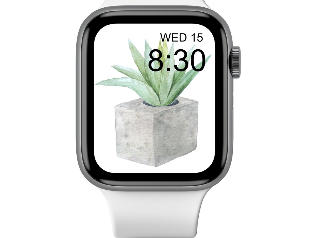 Green Cactus Apple Watch Wallpaper Watercolor Succulent Watch Face