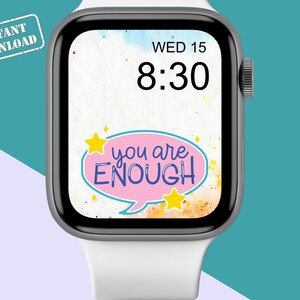 Sei abbastanza carta da parati Apple Watch - Quadrante motivazione acquerello - Sfondo colorato