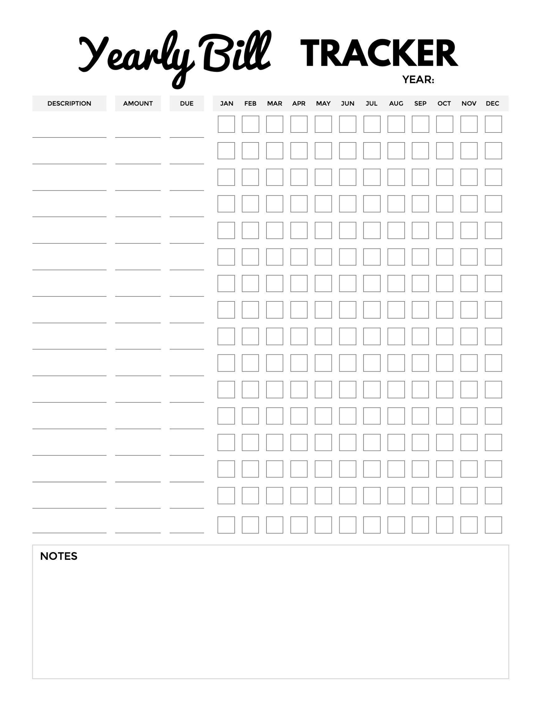 Jährliche Rechnung Tracker Druckbare Zahlung Jährliche Ausgaben Planner | Letter Pdf A5 A4