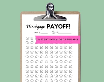 Mortgage Payoff Printable Tracker Budget Planner Payment Chart Debt  | Letter Pdf A5 A4