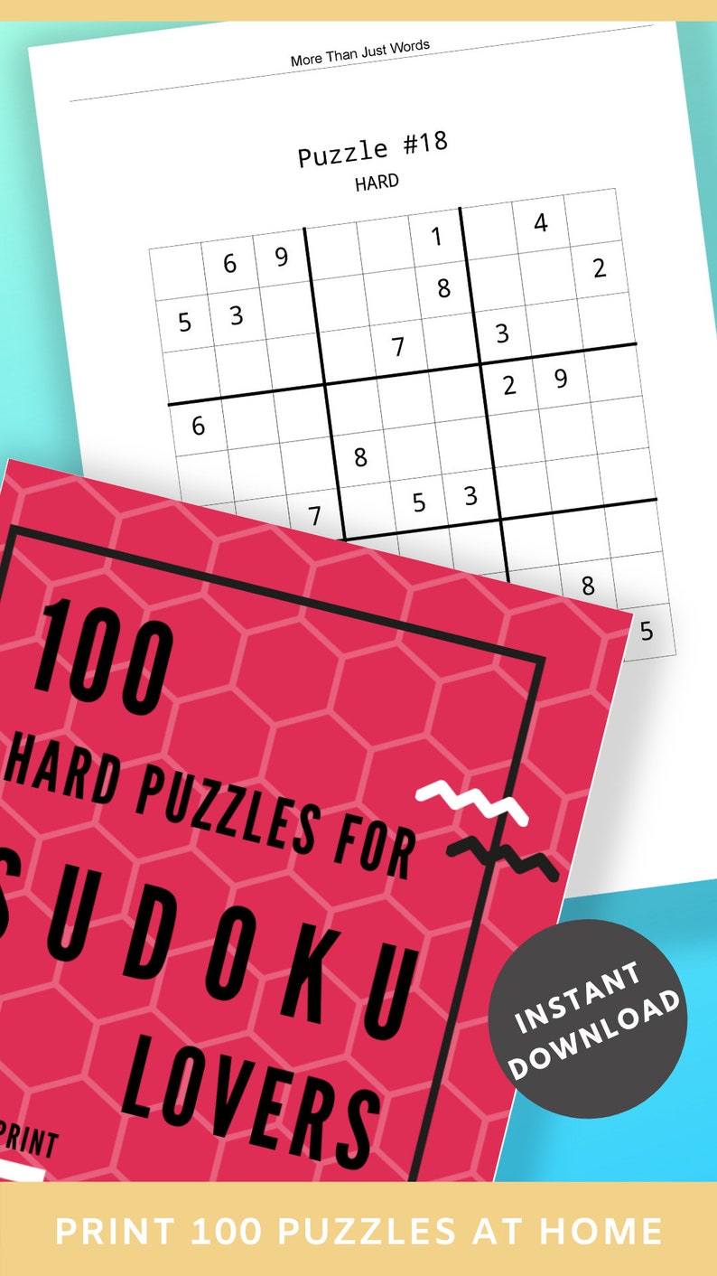 100 Hard Puzzles for Soduku Printable LARGE PRINT Games for - Etsy