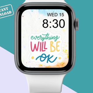 Andrà tutto bene Carta da parati Apple Watch - Quadrante motivazione acquerello - Sfondo colorato
