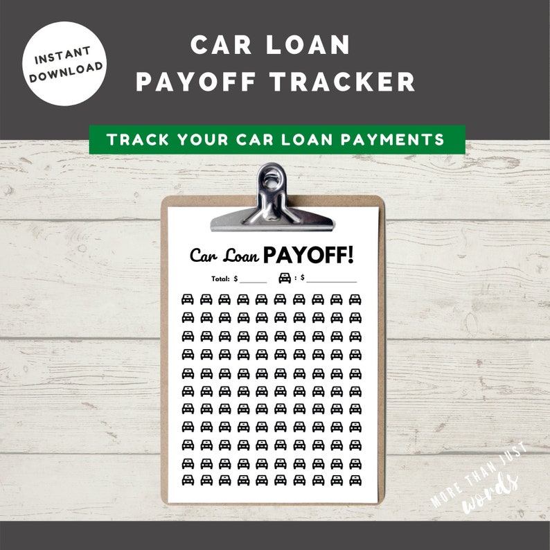 CAR LOAN PAYOFF Tracker Printable Payment Instant Digital | Etsy
