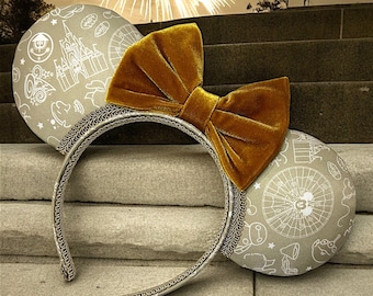 Disneyland Icons Inspired Mouse Ears | Mickey Ears | Minnie Ears | Handmade Ears | Disney Ears | Velvet Ears | Gift For Her Ears |