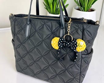 Bumble Bee Mini Mouse Ears Keychain | Disney Inspired Bag Charm | Mini headband | Handmade Gift | Mini Ears.