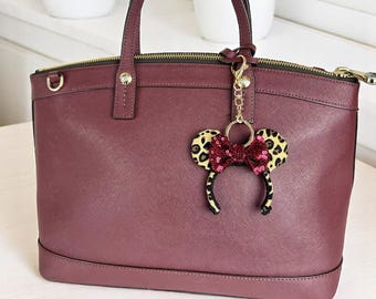 Cheetah Mini Mouse Ears Keychain | Disney Inspired Bag Charm | Mini headband | Handmade Gift | Mini Ear.