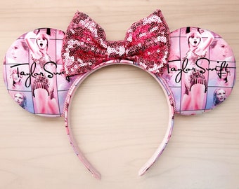 Pink Taylor Swift Inspired Mouse Ears I Mickey Ears I Minnie Ears I Lover I Eras Tour I Swifties | Handmade Ears | Gift Ears