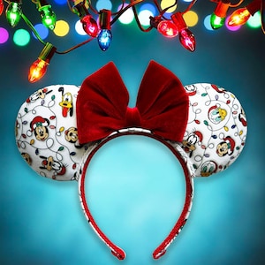 Mickey & Friends Christmas Holiday Lights Mouse Ears, Disney Ears, Minnie Ears, Custom Ears, Handmade Ears, Mickey Ears, Inspired Mouse Ears