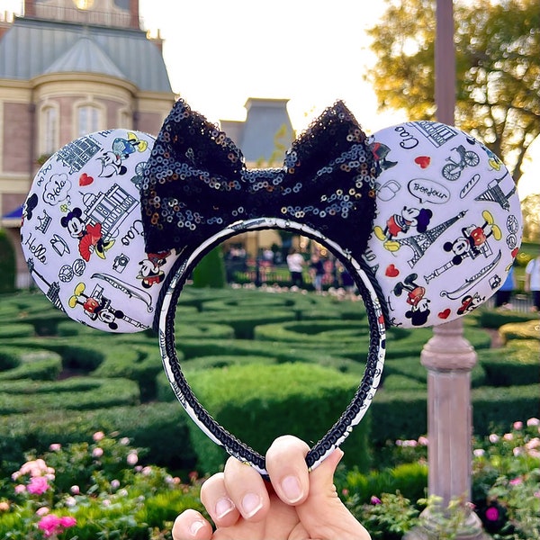 Paris Mickey & Minnie Inspired Mouse Ears, Disney Ears, Handmade Ears, Mickey Ears, Minnie Ears