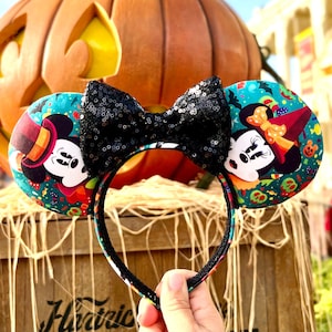 Mickey & Minnie Halloween Inspired Mouse Ears, Disney Ears, Minnie Ears, Mickey Ears, Handmade Ears, Disney Parks Ears, Halloween Ears image 1