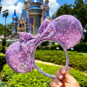 Lavender Sequin Mouse Ears | Minnie Ears | Mickey Ears | Disney World | Disneyland | Sequin Ears | Handmade Ears | Gift Ears | Disney Parks