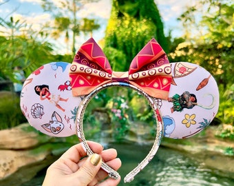 Moana And Maui Inspired Mouse Ears | Disney Ears | Minnie Ears | Mickey Ears | Maui Ears | Handmade Ears | Magic Kingdom Ears | Pua Ears.