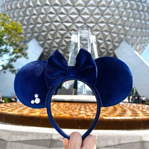 Midnight Blue Velvet Mouse Ears | Minnie Ears | Mickey Ears | Disney Ears | Handmade Ears | Velour Ears | Walt Disney | Disneyland Resort