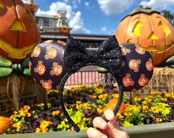 Halloween Pumpkin Inspired Mouse Ears, Minnie Ears, Mickey Ears, Disneyworld, Disneyland, Handmade Ears, Pumpkin, Sequin Ears, Halloween