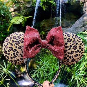Cheetah Print Inspired Animal Kingdom Mouse Ears, Disney Ears, Minnie Ears, Mickey Ears, Handmade Ears, Custom Ears, Disney Headband Ears