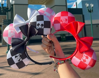 Black & White Mouse Ears - Checkered Minnie Ears - Black and  display picture 2