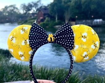 Bumble Bee Winnie The Pooh Inspired Mouse Ears, Disney Ears, Minnie Ears, Mickey Ears, Handmade Ears, Custom Ears, Mickey Mouse Ears