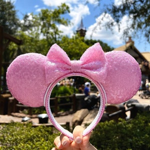 Pink Sequin Mouse Ears | Minnie Ears | Mickey Ears | Disney World | Disneyland | Sequin Ears | Gift Ears | Disney Ears | Handmade Ears