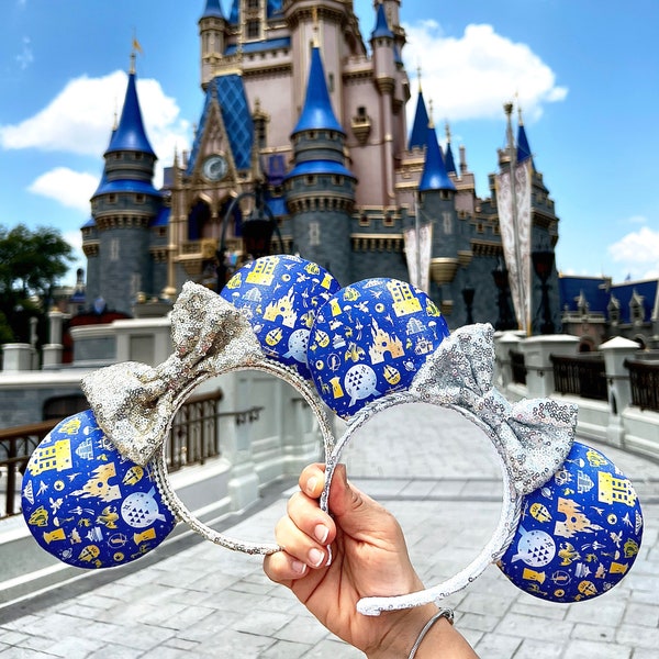 WDW Parks Icons Inspired Mouse Ears | Disney Ears | Mickey Ears | Minnie Ears |  Handmade Ears | Disney World Ears.