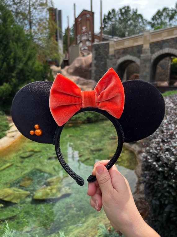 Buy Black & Orange Velvet Mouse Ears | Minnie Ears | Mickey  display picture 2