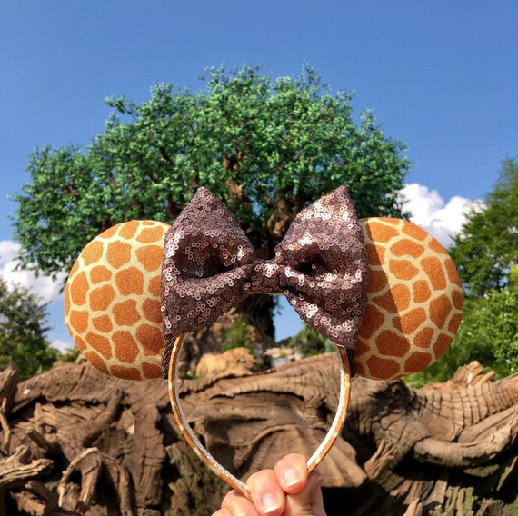 Animal Kingdom Giraffe Print Inspired Mouse Ears | Disney Ears | Minnie Ears| Mickey Ears | Jungle Cruise | Kilimanjaro Safari | Sequin Ears