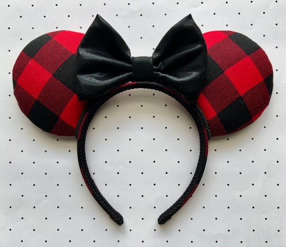 Christmas Buffalo Plaid Minnie Mouse Ears, Disney Ears  display picture 2
