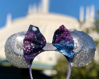 Space Mountain Inspiriert Maus Ohren, Disney Ohren, Minnie Ohren, Mickey Ohren, Handgefertigte Ohren, Disney Parks Ohren, Pailletten Ohren, Weltraum Ohren