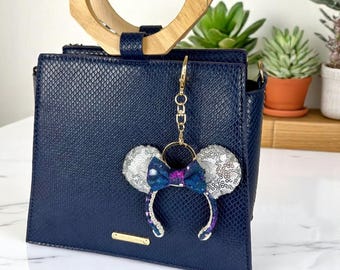 Space Mini Mouse Ears Keychain | Disney Inspired Bag Charm | Mini headband | Handmade Gift | Mini Ears