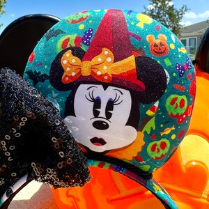 Mickey & Minnie Halloween Inspired Mouse Ears, Disney Ears, Minnie Ears, Mickey Ears, Handmade Ears, Disney Parks Ears, Halloween Ears image 4