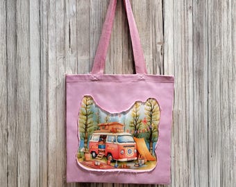 Retro Camper Van Tote Bag | Shopping Bag | Beach Bag | Handmade Bags | Shoulder Bag | Custom Bags | Gift Bags | Gifts For Her | Boho Bag
