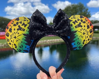 Rainbow Pride Inspired Mouse Ears, Disney Ears, Minnie Ears, Mickey Ears, Handmade Ears, Disney Parks Ears, Rainbow Ears, Sequin Ears