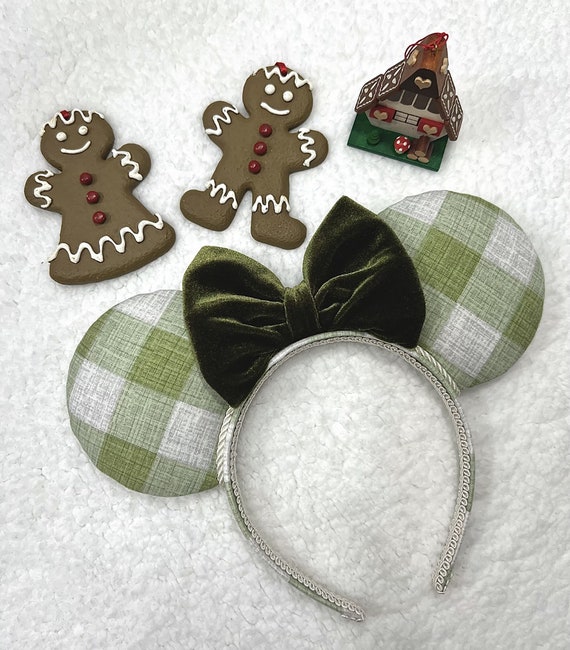 Green Plaid & Velvet Bow Mouse Ears, Disney Ears, Minnie  display picture 3