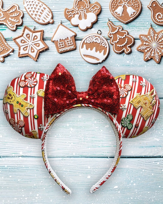 Christmas Minnie Mouse Ears, Gingerbread Candy Cane, Sequin  display picture 2
