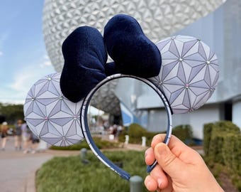 Großartige und wundersame silberne Raumschiff Erde inspirierte Mausohren | Minnieohren | Micky Ohren | Epcot | Paillettenohren | Disneywelt | Disneyland