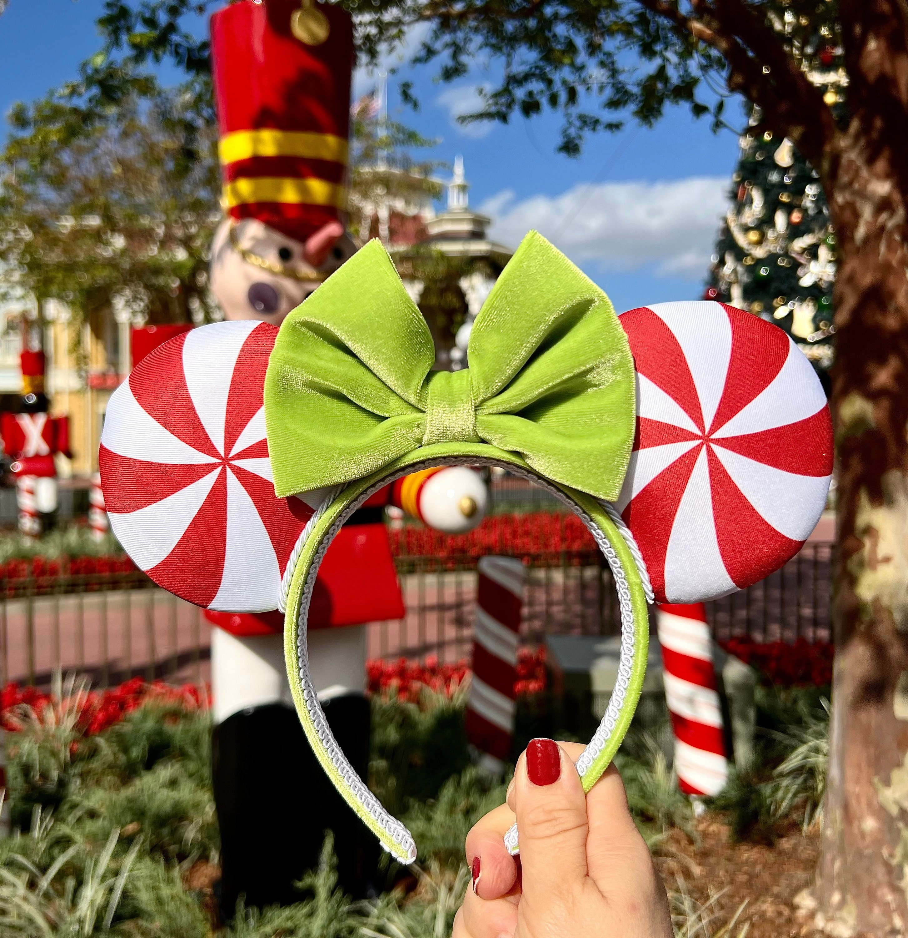 Christmas Peppermint Swirl Mouse Ears, Disney Ears, Minnie  display picture 2