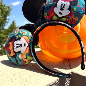 Mickey & Minnie Halloween Inspired Mouse Ears, Disney Ears, Minnie Ears, Mickey Ears, Handmade Ears, Disney Parks Ears, Halloween Ears image 5