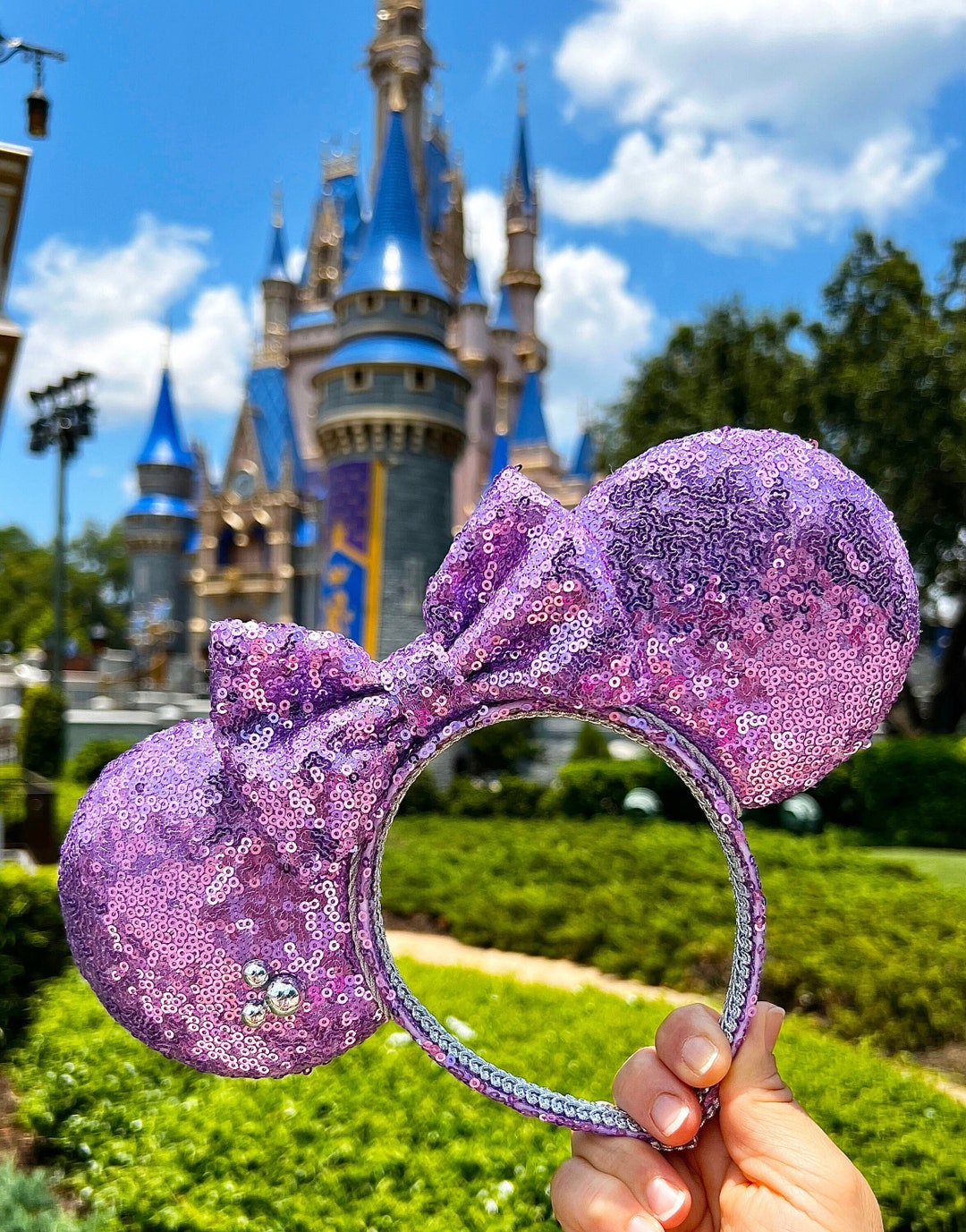 Disney Inspired Handmade Halloween Themed Purple Sequin Bow Mouse Ears - NWOT Maleficent Mouse Ears: Queen of Evil, Purple Sequin Bow - Etsy main image 4