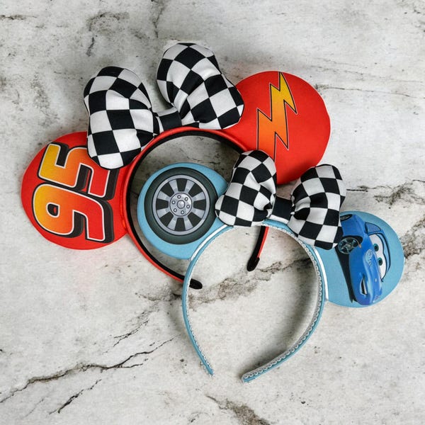 Lightning McQueen & Sally Cars Themed Inspired Mouse Ears | Mickey Ears | Custom Mouse Ears | Handmade Ears | Minnie Ears | Gift Ears