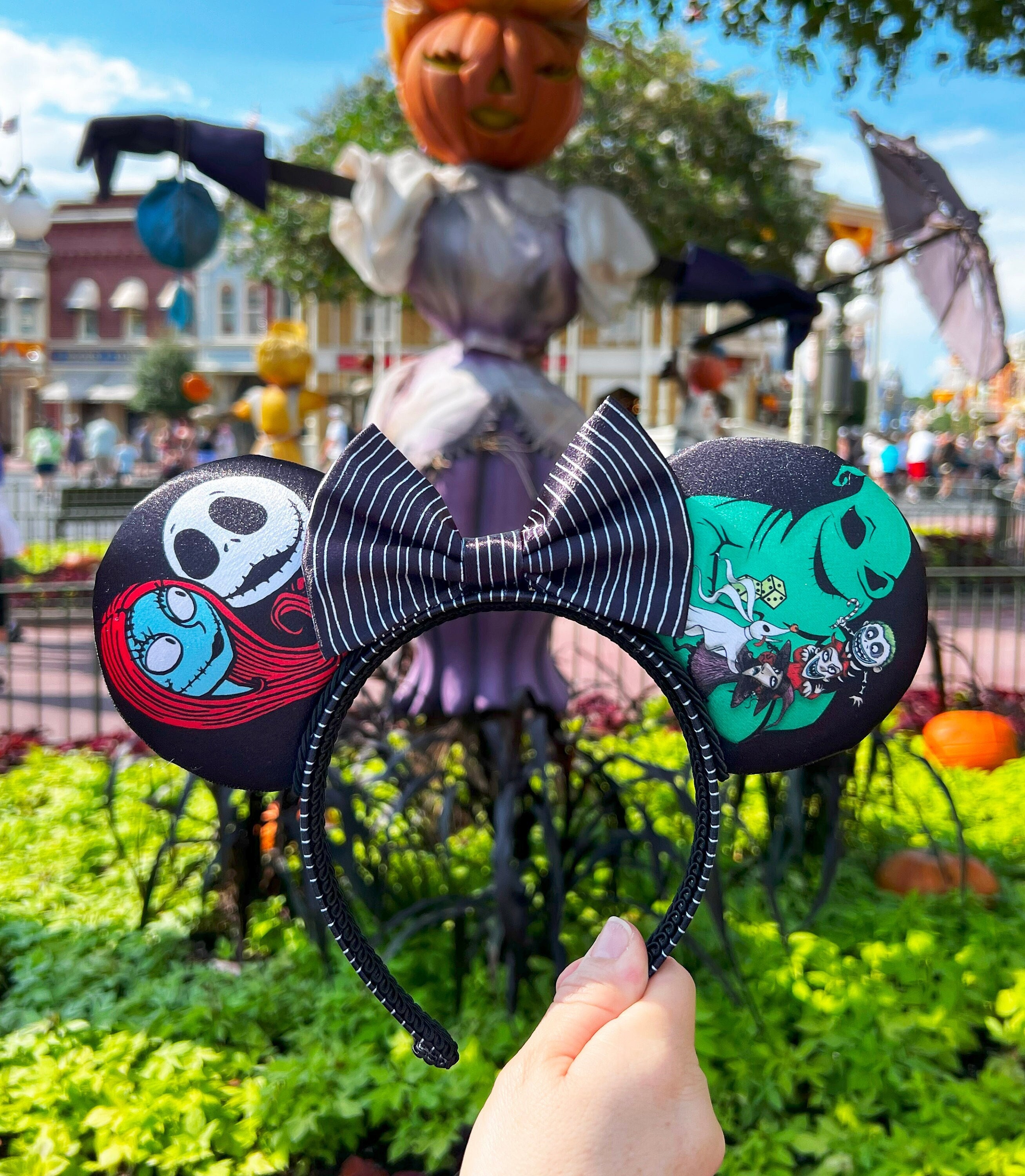 Nightmare Before Christmas Inspired Mouse Ears | Disney Ears | Minnie Ears | Mickey Ears | Handmade Ears | Halloween Ears | Jack Skellington