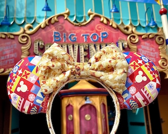 Popcorn Bucket Inspired Mouse Ears, Disney Ears, Minnie Ears, Mickey Ears, Handmade Ears, Mickey Ear Headband