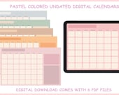 Undated Digital Pastel Calendar | Undated Digital Pastel Planner | iPad Goodnotes Notability Calendar | PDF Printing | Minimalist Calendar