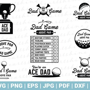 Golf Dad SVG Cut Files | Mini Bundle Father&#39;s Day Vector Graphics Clip Art | Cricut and Silhouette Crafting | DIY Gifts for Dad