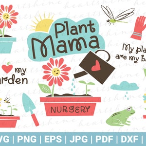 Jardinage Vector Clip Art SVG Set | Plant Mama Baby Seedling Joyeux Graphique | Sublimation, Art mural | | de fichier Cricut Cut Téléchargement numérique