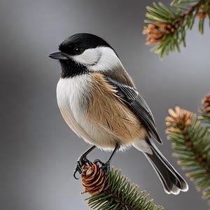 Arte mural de carbonero de cabeza negra, impresiones y pósteres de aves y observación de aves, aves de América del Norte, decoración y fotografía de la naturaleza