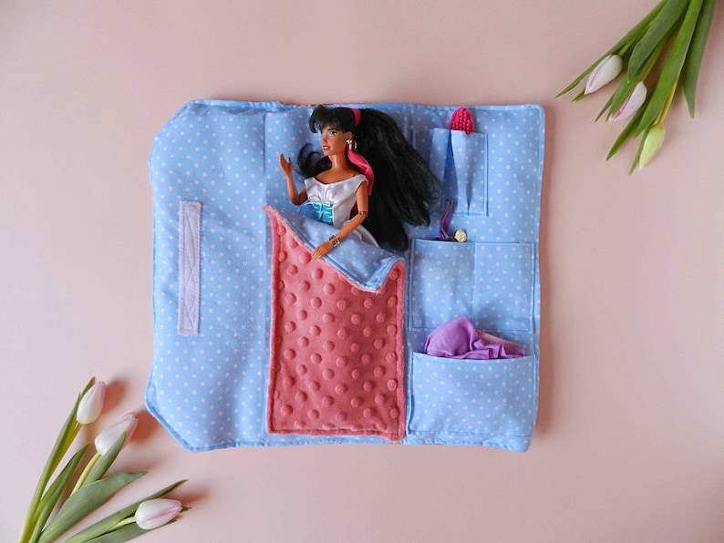 Barbie Bed Blanket Doll Sleeping Bag Travel Dollhouse - Etsy