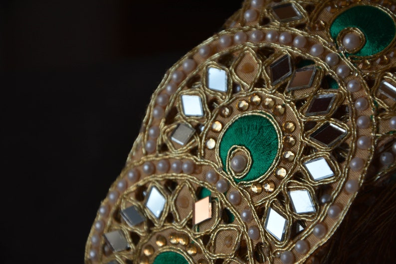Craft DIY Kundan Trim Sewing Fabric Golden Trim Apparel Accessories Beaded Lace Trim Fabric Ribbon Indian trim Handmade