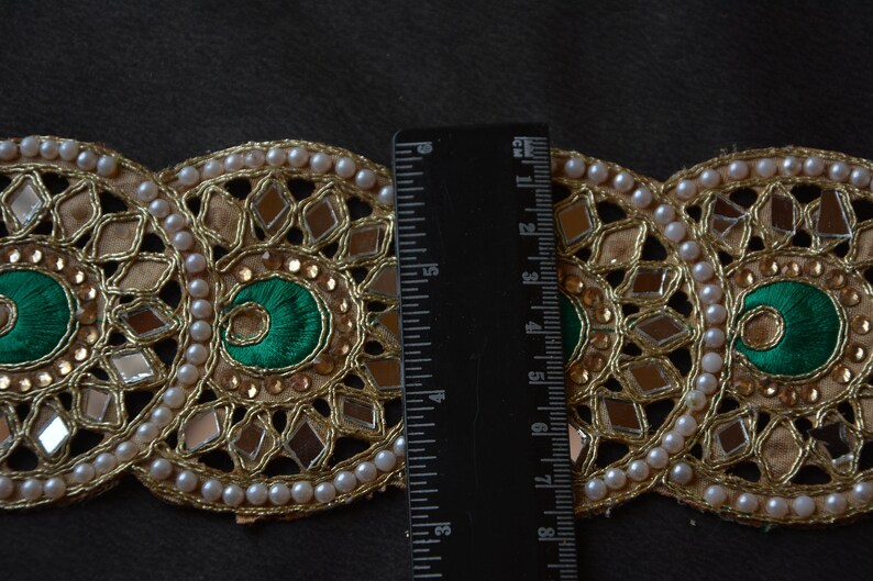 Craft DIY Kundan Trim Sewing Fabric Golden Trim Apparel Accessories Beaded Lace Trim Fabric Ribbon Indian trim Handmade