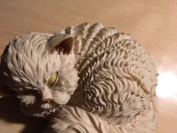 Fireplace Mantel Sleeping White Cat Etsy
