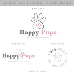 Premade Logo, Logo Design, Paw Logo, Dog Walking Logo, Dog Logo, Animal Logo, Pet Logo, Puppy Logo, Grooming Logo, Kennel Logo